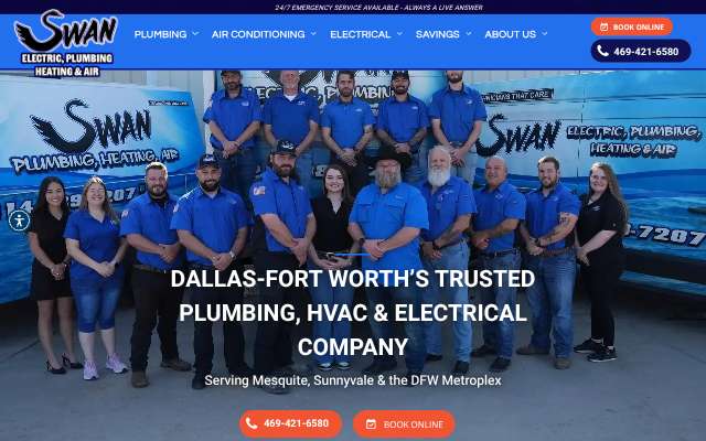 Swan Electric, Plumbing, Heating & Air's page as the assistant saw it
