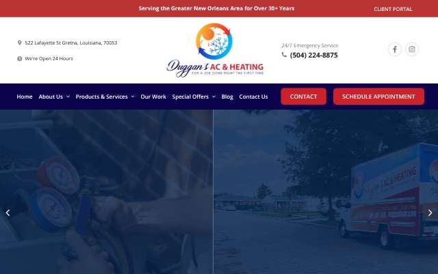 Duggan's A/C & Heating's page as the assistant saw it