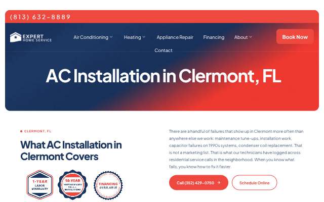 Expert Home Service's page as the assistant saw it