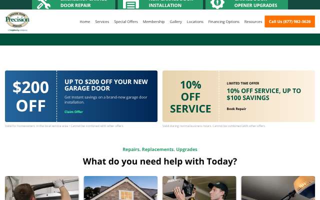 Precision Garage Door of Houston's page as the assistant saw it