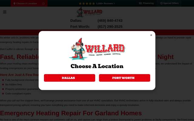 Willard Air Conditioning, Plumbing & Electrical's page as the assistant saw it