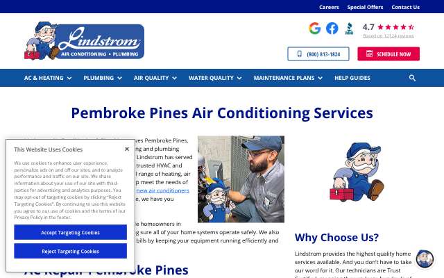 Lindstrom Air Conditioning & Plumbing's page as the assistant saw it