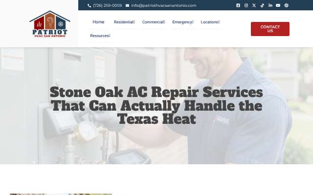 Patriot HVAC San Antonio's page as the assistant saw it