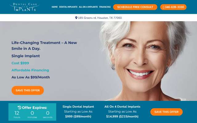 Dental Care and Implants's page as the assistant saw it
