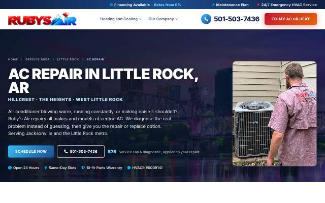 Ruby's Air's page as the assistant saw it
