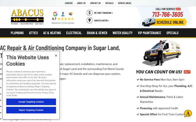 Abacus Plumbing, Air Conditioning & Electrical's page as the assistant saw it
