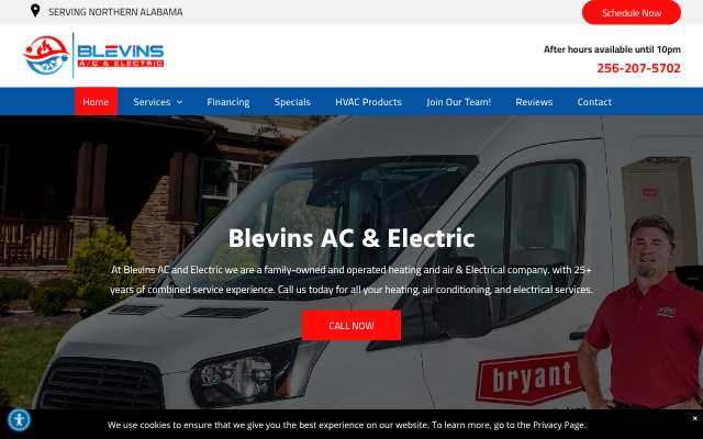 Blevins AC and Electric's page as the assistant saw it