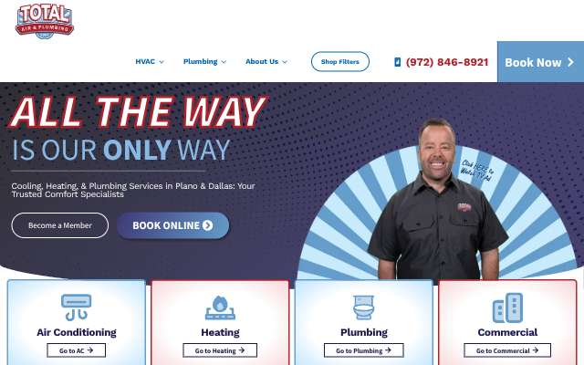 Total Air & Plumbing (Total Air & Heat Company)'s page as the assistant saw it