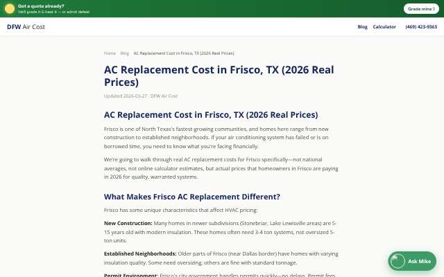 DFW Air (dfwaircost.com)'s page as the assistant saw it