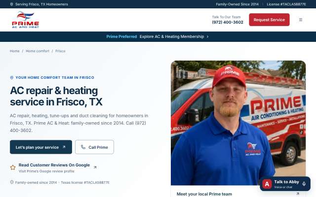 Prime AC & Heat's page as the assistant saw it