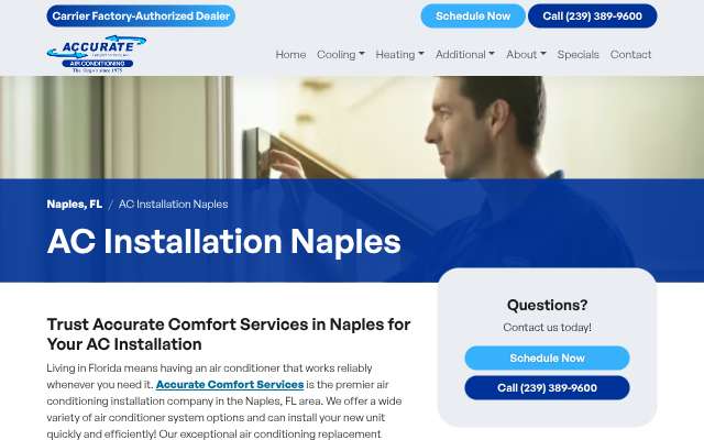 Accurate Comfort Services, Inc.'s page as the assistant saw it
