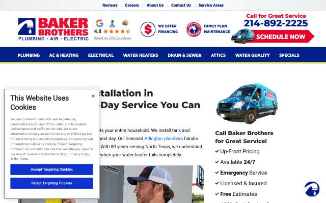 Baker Brothers's page as the assistant saw it