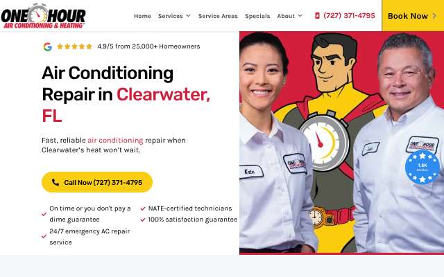 One Hour Air Conditioning & Heating Clearwater's page as the assistant saw it