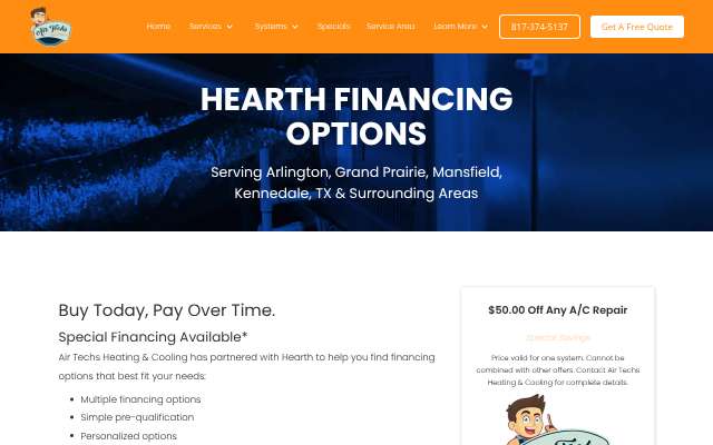 Air Techs Heating & Cooling's page as the assistant saw it
