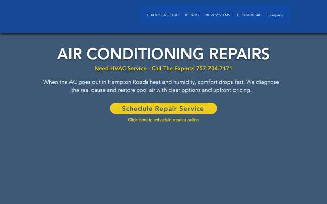 Air Handlers Heating & Cooling's page as the assistant saw it