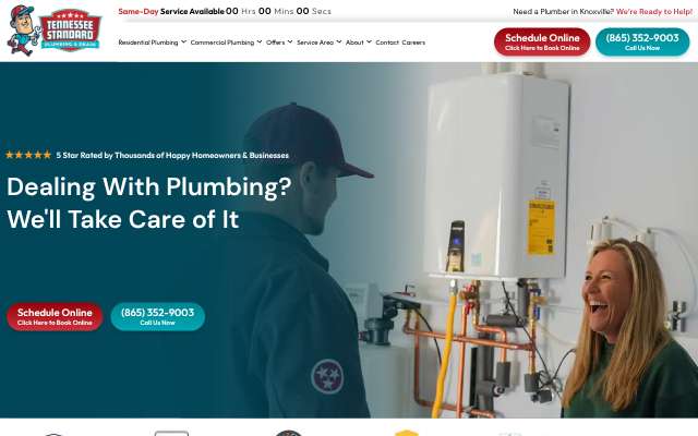 Tennessee Standard Plumbing's page as the assistant saw it