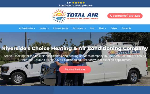 Total Air Heating & Air Conditioning's page as the assistant saw it