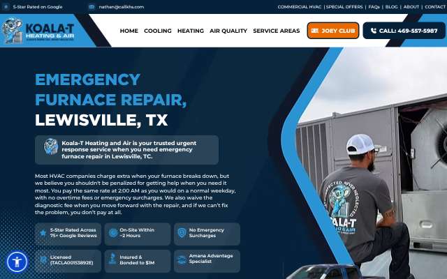 Koala-T Heating & Air's page as the assistant saw it