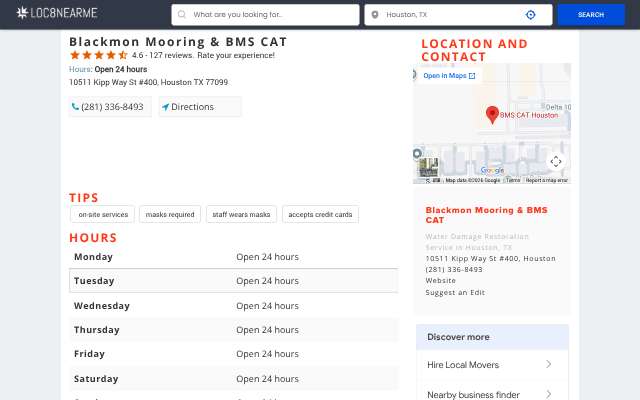 Blackmon Mooring & BMS CAT's page as the assistant saw it