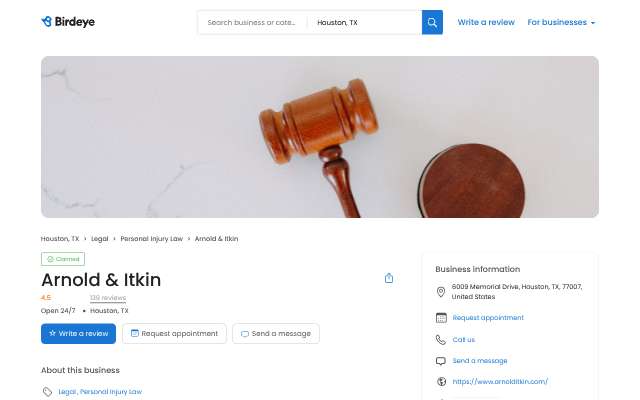 Arnold & Itkin LLP's page as the assistant saw it