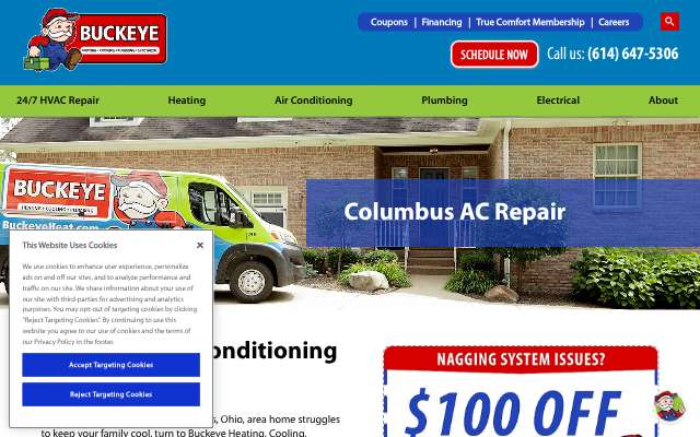 Buckeye Heating, Cooling, Plumbing & Electrical (Worthington)'s page as the assistant saw it
