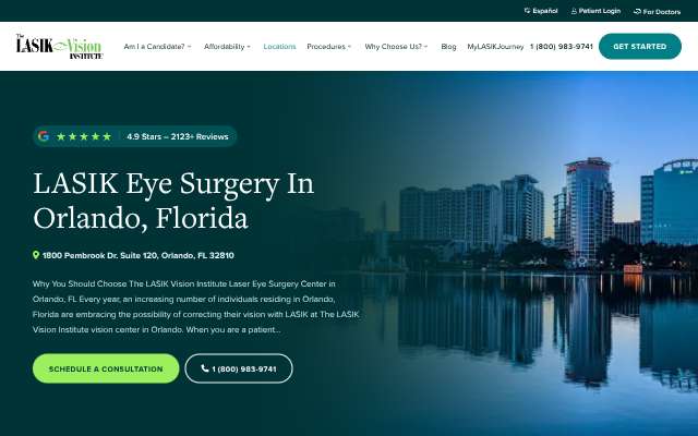 The LASIK Vision Institute's page as the assistant saw it