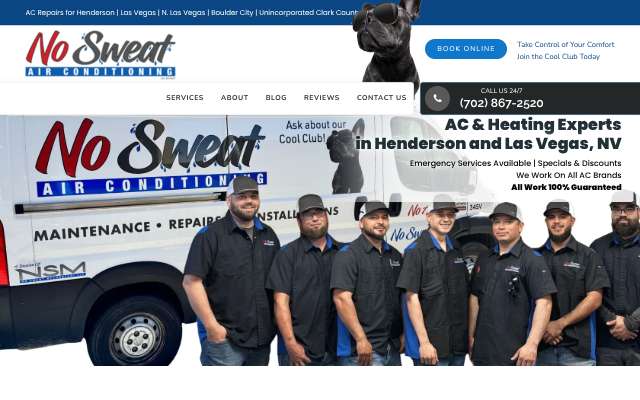 No Sweat Mechanical's page as the assistant saw it