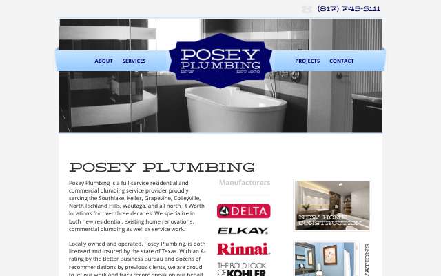 Posey Plumbing's page as the assistant saw it