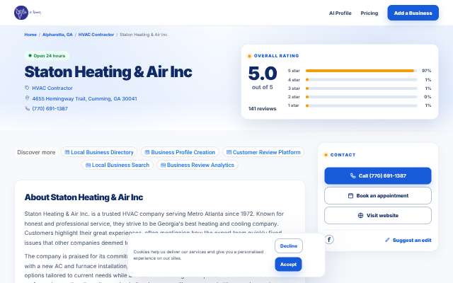 Page cited for Staton Heating & Air