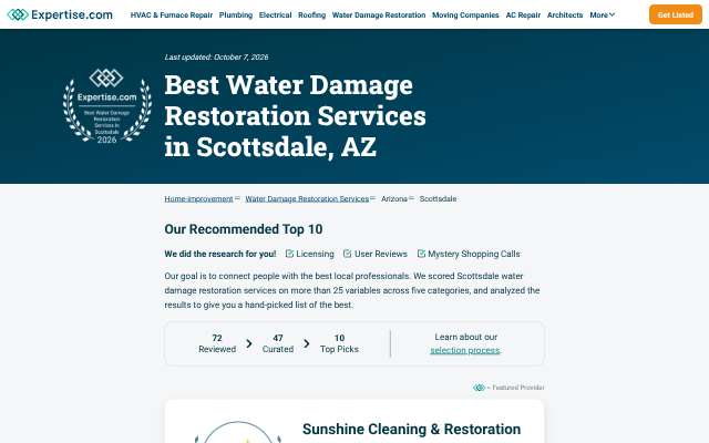 Page cited for Sunshine Cleaning & Restoration