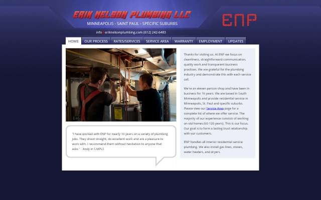 Erik Nelson Plumbing LLC's page as the assistant saw it
