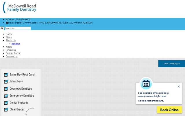 McDowell Road Dentistry's page as the assistant saw it
