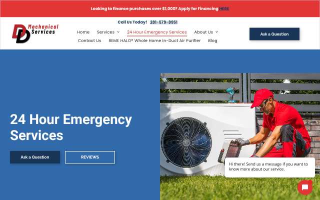 DD Mechanical Services's page as the assistant saw it