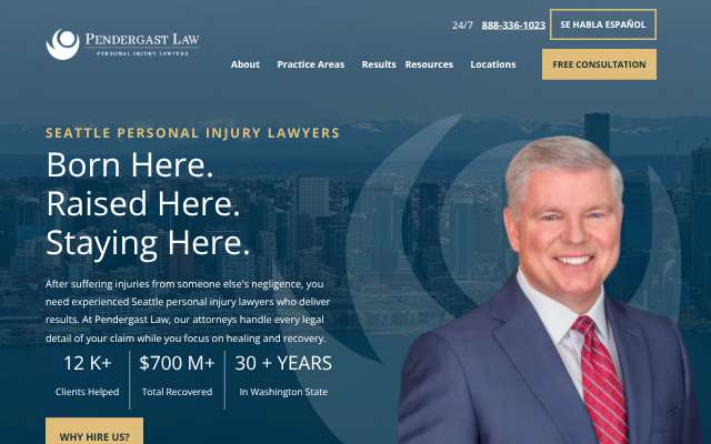 Pendergast Law's page as the assistant saw it