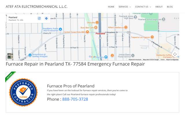 Furnace Pros of Pearland's page as the assistant saw it