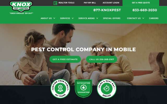 Knox Pest Control - Mobile's page as the assistant saw it