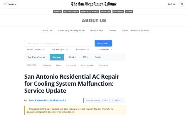 Pepcal Heating & Air's page as the assistant saw it
