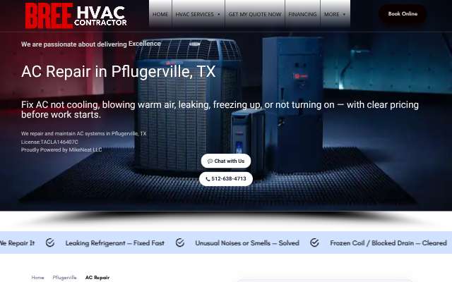 Bree HVAC (TexasBree)'s page as the assistant saw it