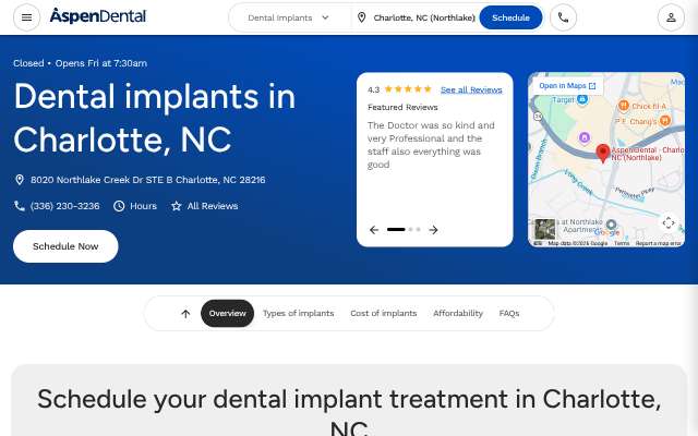 Aspen Dental (Charlotte)'s page as the assistant saw it