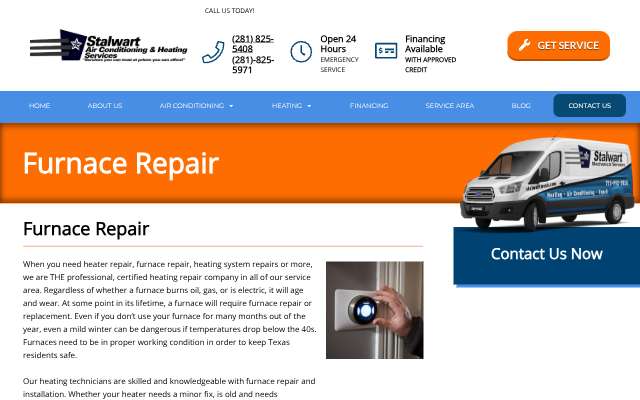 Stalwart Air Conditioning And Heating Services's page as the assistant saw it
