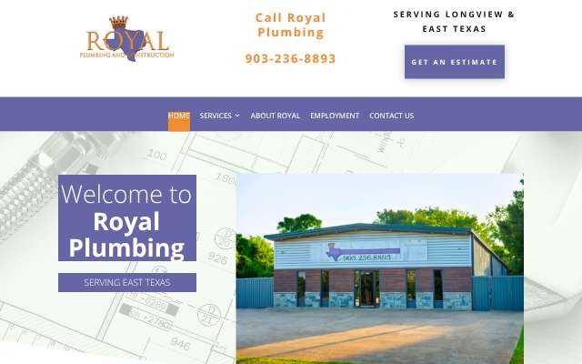 Royal Plumbing and Construction's page as the assistant saw it