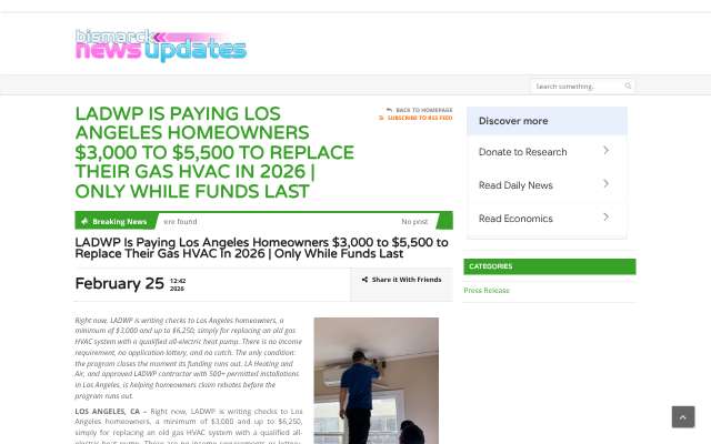 LA Heating and Air's page as the assistant saw it