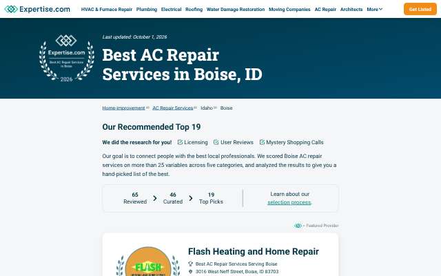 Capital City Heating & Cooling's page as the assistant saw it