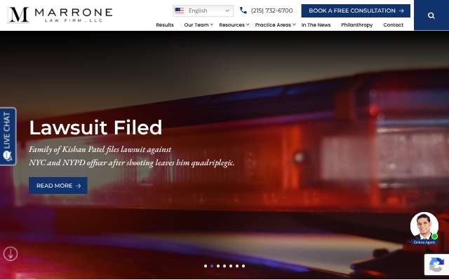 Marrone Law Firm, LLC's page as the assistant saw it