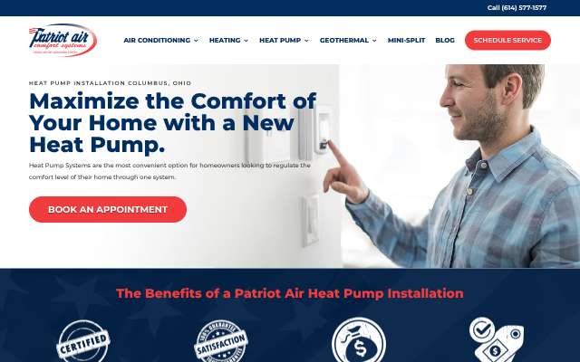 Patriot Air Comfort Systems's page as the assistant saw it