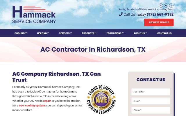 Hammack Service Company's page as the assistant saw it