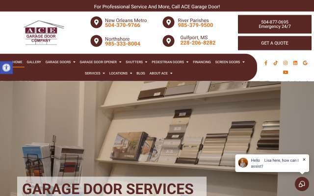 Page cited for ACE Garage Door