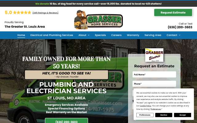 Grasser Electric's page as the assistant saw it