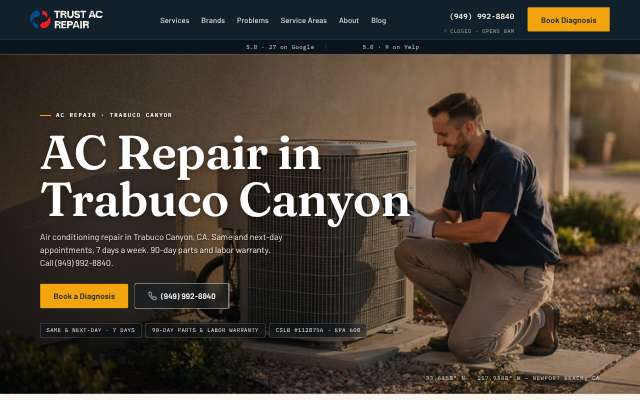 Trust AC Repair's page as the assistant saw it