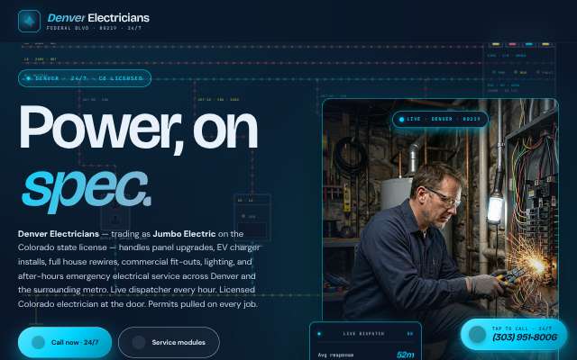 Denver Electricians (Jumbo Electric)'s page as the assistant saw it